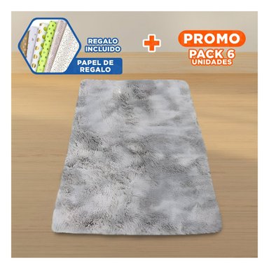PACK6 ALFOMBRILLA DE PELUCHE DECORATIVO RECTANGULAR PLOMO 40X60CM Y+PAPEL REGALO - 1
