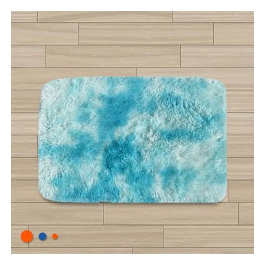PACK6 ALFOMBRILLA DE PELUCHE DECORATIVO RECTANGULAR CELESTE Y BLANCO 40X60CM Y+PAPEL REGALO - 2