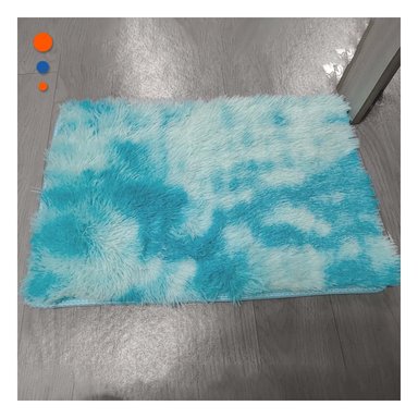 PACK6 ALFOMBRILLA DE PELUCHE DECORATIVO RECTANGULAR CELESTE Y BLANCO 40X60CM Y+PAPEL REGALO - 5