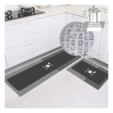 MAT DE PISO ANTIDESLIZANTE PARA COCINA Y USO DIARIO EN CASA CELESTE Y+REGALO STICKER - 1