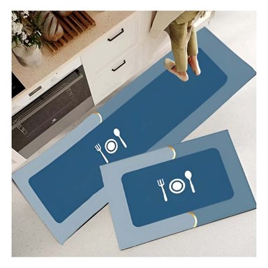 MAT DE PISO ANTIDESLIZANTE PARA COCINA Y USO DIARIO EN CASA CELESTE Y+REGALO STICKER - 2