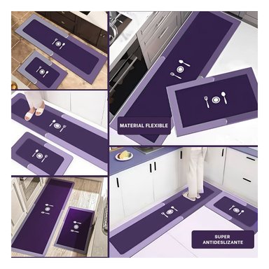 PACK4 ACCESORIO DE PISO ANTIDESLIZANTE PARA COCINA Y ZONAS DE CASA MORADO Y+REGALO STICKER - 2
