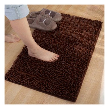 PACK2 TAPIZ RECTANGULAR DE PISO SUAVE MICROFIBRA 40X60CM MARRON PARA INTERIOR Y+REGALO STICKER - 3