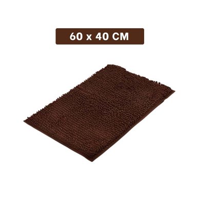 PACK2 TAPIZ RECTANGULAR DE PISO SUAVE MICROFIBRA 40X60CM MARRON PARA INTERIOR Y+REGALO STICKER - 4