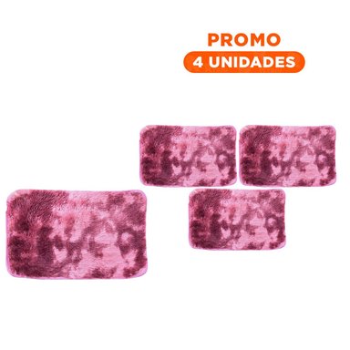 PACK4 ALFOMBRILLA GUINDA Y ROSADO RECTANGULAR DIMENSIONES 40X60CM PELUCHE Y+REGALO STICKER - 1