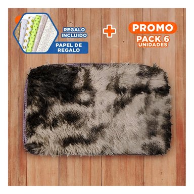 PACK6 ALFOMBRILLA DE PELUCHE DECORATIVO RECTANGULAR MARRON Y CREMA 40X60CM Y+PAPEL REGALO - 1