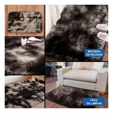 PACK6 ALFOMBRILLA DE PELUCHE DECORATIVO RECTANGULAR MARRON Y CREMA 40X60CM Y+PAPEL REGALO - 3