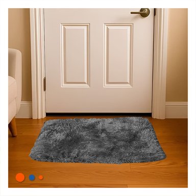 TAPETE CON DIMENSIONES 40X60CM RECTANGULAR DE PELUCHE NEGRO Y PLOMO Y+REGALO STICKER - 2