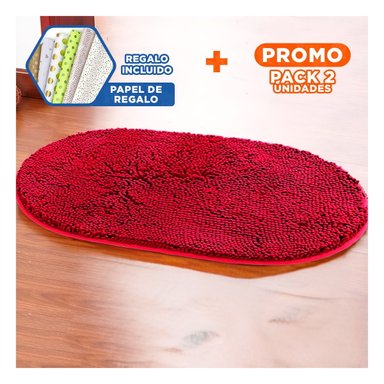 PACK2 PRODUCTO DE PISO OVALADO DE MICROFIBRA 40X60CM ROJO PARA USO INTERIOR Y+PAPEL REGALO - 1