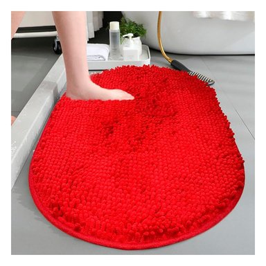 PACK2 PRODUCTO DE PISO OVALADO DE MICROFIBRA 40X60CM ROJO PARA USO INTERIOR Y+PAPEL REGALO - 2
