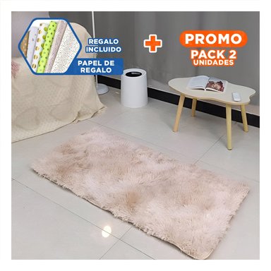 PACK2 ALFOMBRA RECTANGULAR DE PELUCHE SUAVE BLANCO Y CAMELLO DIMENSIONES 40X60CM Y+PAPEL REGALO - 1