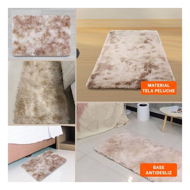 PACK2 ALFOMBRA RECTANGULAR DE PELUCHE SUAVE BLANCO Y CAMELLO DIMENSIONES 40X60CM Y+PAPEL REGALO - 3