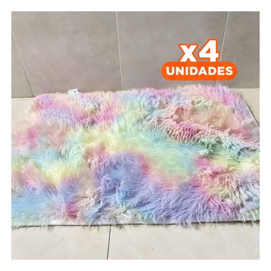 PACK4 ALFOMBRA DE PELUCHE RECTANGULAR DIMENSIONES 40X60CM EN MULTICOLOR - 1