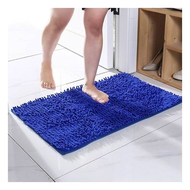 PACK4 TAPIZ RECTANGULAR DE PISO MICROFIBRA 40X60CM AZUL ELECTRICO PARA HOGAR - 3