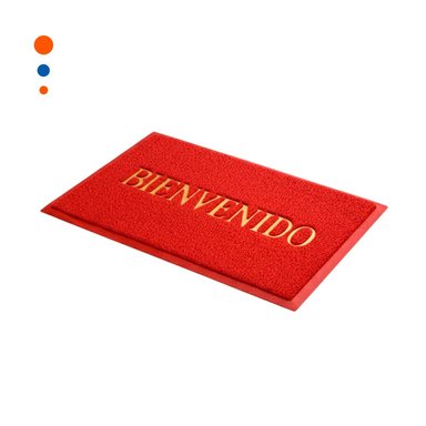 FELPUDO RECTANGULAR BIENVENIDO ROJO PARA SALA Y ACCESO PRINCIPAL Y+PAPEL REGALO - 1