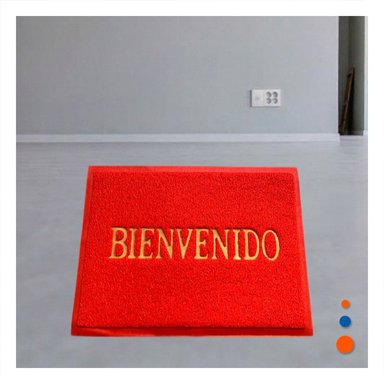 FELPUDO RECTANGULAR BIENVENIDO ROJO PARA SALA Y ACCESO PRINCIPAL Y+PAPEL REGALO - 2