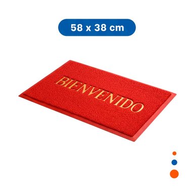 FELPUDO RECTANGULAR BIENVENIDO ROJO PARA SALA Y ACCESO PRINCIPAL Y+PAPEL REGALO - 4