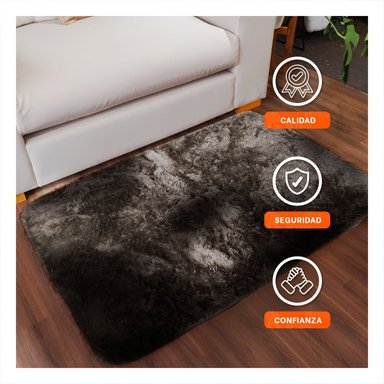 TAPETE CON DIMENSIONES 40X60CM RECTANGULAR DE PELUCHE MARRON Y CREMA Y+REGALO STICKER - 5