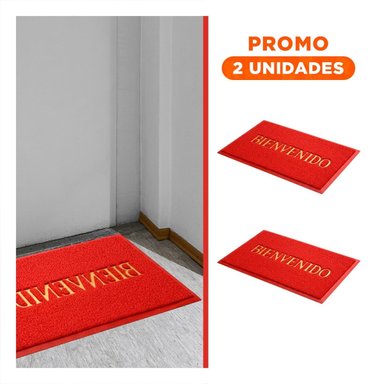PACK2 TAPIZ RECTANGULAR BIENVENIDO ROJO PARA ENTRADA Y ZONA DE BIENVENIDA - 1