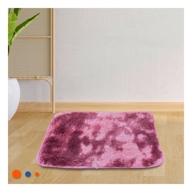 TAPETE RECTANGULAR DIMENSIONES 40X60CM CON TEXTURA PELUCHE GUINDA Y ROSADO - 2