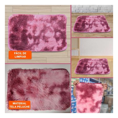 TAPETE RECTANGULAR DIMENSIONES 40X60CM CON TEXTURA PELUCHE GUINDA Y ROSADO - 5