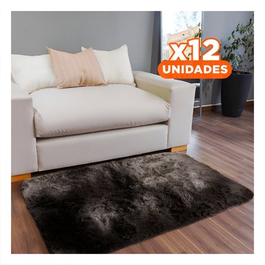PACK12 ALFOMBRILLA RECTANGULAR MARRON Y CREMA CON ACABADO PELUCHE 40X60CM - 1