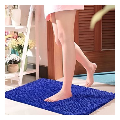 TAPETE RECTANGULAR DECORATIVO DE MICROFIBRA 40X60CM AZUL ELECTRICO PARA HOGAR Y+LIGAS REGALO - 1