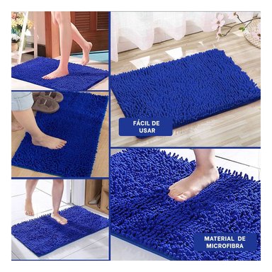 TAPETE RECTANGULAR DECORATIVO DE MICROFIBRA 40X60CM AZUL ELECTRICO PARA HOGAR Y+LIGAS REGALO - 5
