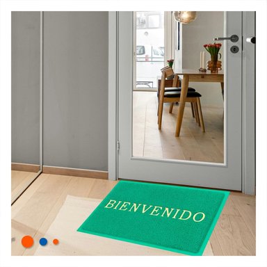 TAPIZ RECTANGULAR BIENVENIDO VERDE PARA RECIBIR Y DECORAR HOGAR Y+REGALO STICKER - 2