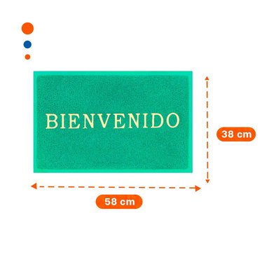 TAPIZ RECTANGULAR BIENVENIDO VERDE PARA RECIBIR Y DECORAR HOGAR Y+REGALO STICKER - 4