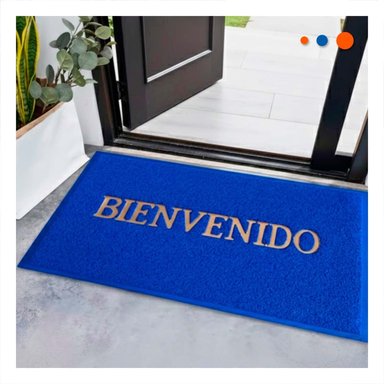 PACK6 TAPETE RECTANGULAR BIENVENIDO NEGRO ATRACTIVO Y RESISTENTE PARA SALAS Y+REGALO STICKER - 5