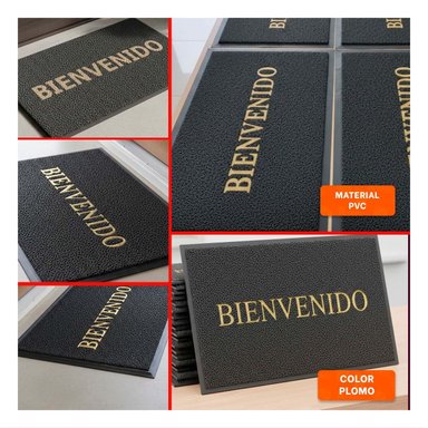PACK12 TAPIZ RECTANGULAR BIENVENIDO PLOMO PARA PASILLO SALA Y COCINA Y+PAPEL REGALO - 2