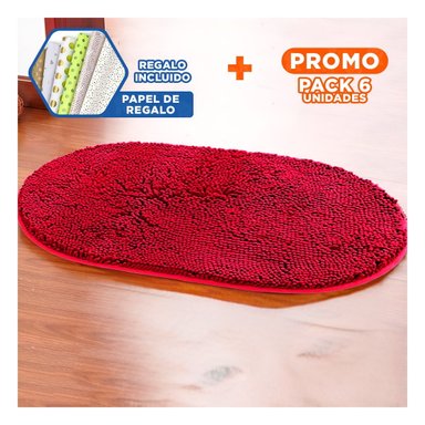 PACK6 SOLUCION TEXTIL OVALADA DE MICROFIBRA 40X60CM ROJO PARA HOGAR Y+PAPEL REGALO - 1