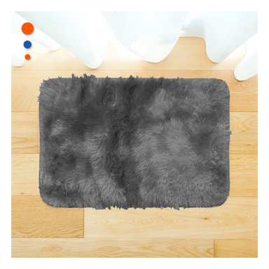 TAPETE RECTANGULAR DIMENSIONES 40X60CM CON TEXTURA PELUCHE NEGRO Y PLOMO - 1