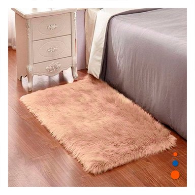 TAPETE CAMELLO Y CREMA DE PELUCHE RECTANGULAR CON DIMENSIONES 40X60CM Y+PAPEL REGALO - 2