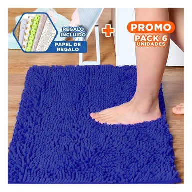 PACK6 ALFOMBRILLA RECTANGULAR DECORATIVA MICROFIBRA 40X60CM AZUL PARA PISO Y+PAPEL REGALO - 1