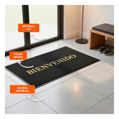 COBERTOR RECTANGULAR BIENVENIDO NEGRO PARA ENTRADA Y ESPACIOS COMUNES Y+POST IT - 2