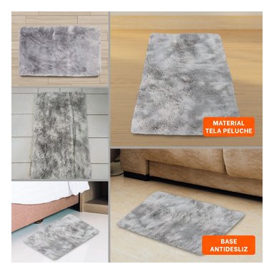 TAPETE RECTANGULAR PLOMO CON TEXTURA PELUCHE 40X60CM Y+LIGAS REGALO - 5