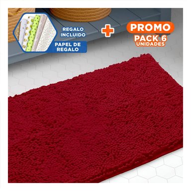 PACK6 CUBREPISO RECTANGULAR DECORATIVO MICROFIBRA 40X60CM GUINDA PISO Y+PAPEL REGALO - 1