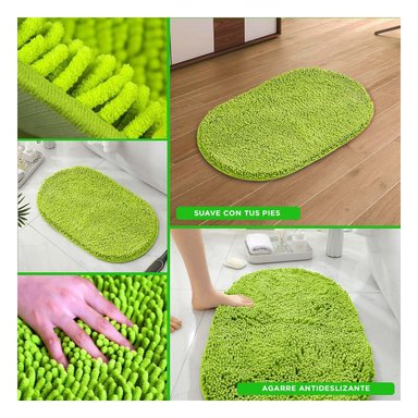 PACK6 ALFOMBRA OVALADA MICROFIBRA 40X60CM VERDE LIMON PARA BANO Y+PAPEL REGALO - 3