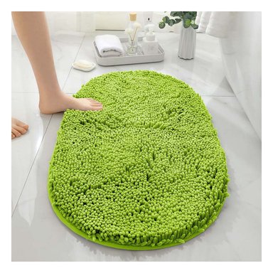 PACK6 ALFOMBRA OVALADA MICROFIBRA 40X60CM VERDE LIMON PARA BANO Y+PAPEL REGALO - 5