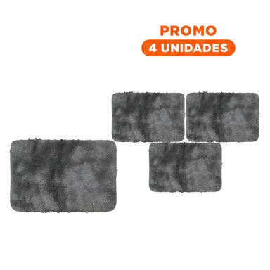 PACK4 ALFOMBRILLA NEGRO Y PLOMO RECTANGULAR DIMENSIONES 40X60CM PELUCHE Y+REGALO STICKER - 1