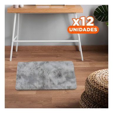 PACK12 ALFOMBRILLA RECTANGULAR PLOMO CON ACABADO PELUCHE 40X60CM - 1