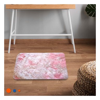 TAPETE RECTANGULAR DIMENSIONES 40X60CM CON TEXTURA PELUCHE ROSADO Y BLANCO - 2