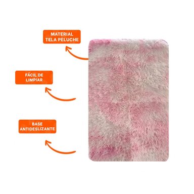 TAPETE RECTANGULAR DIMENSIONES 40X60CM CON TEXTURA PELUCHE ROSADO Y BLANCO - 3