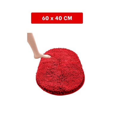 PACK4 COMPLEMENTO TEXTIL DE PISO OVALADO DE MICROFIBRA 40X60CM ROJO - 4
