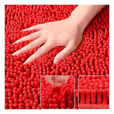 PACK4 COMPLEMENTO TEXTIL DE PISO OVALADO DE MICROFIBRA 40X60CM ROJO - 5