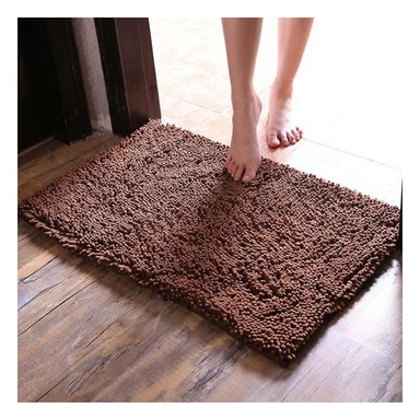 PACK4 CUBREPISO RECTANGULAR DE PISO SUAVE MICROFIBRA 40X60CM MARRON - 3