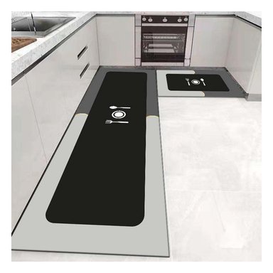 PACK2 TAPETE DE PISO CON FUNCION ANTIDESLIZANTE PARA COCINA PLOMO - 2