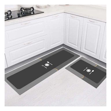 PACK2 TAPETE DE PISO CON FUNCION ANTIDESLIZANTE PARA COCINA PLOMO - 5